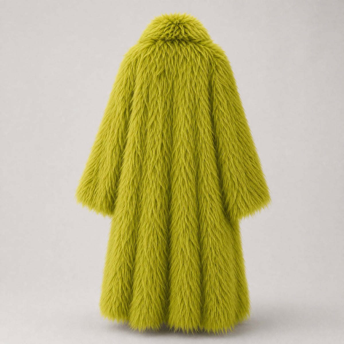 FuzzHeat heated fur coat, back view