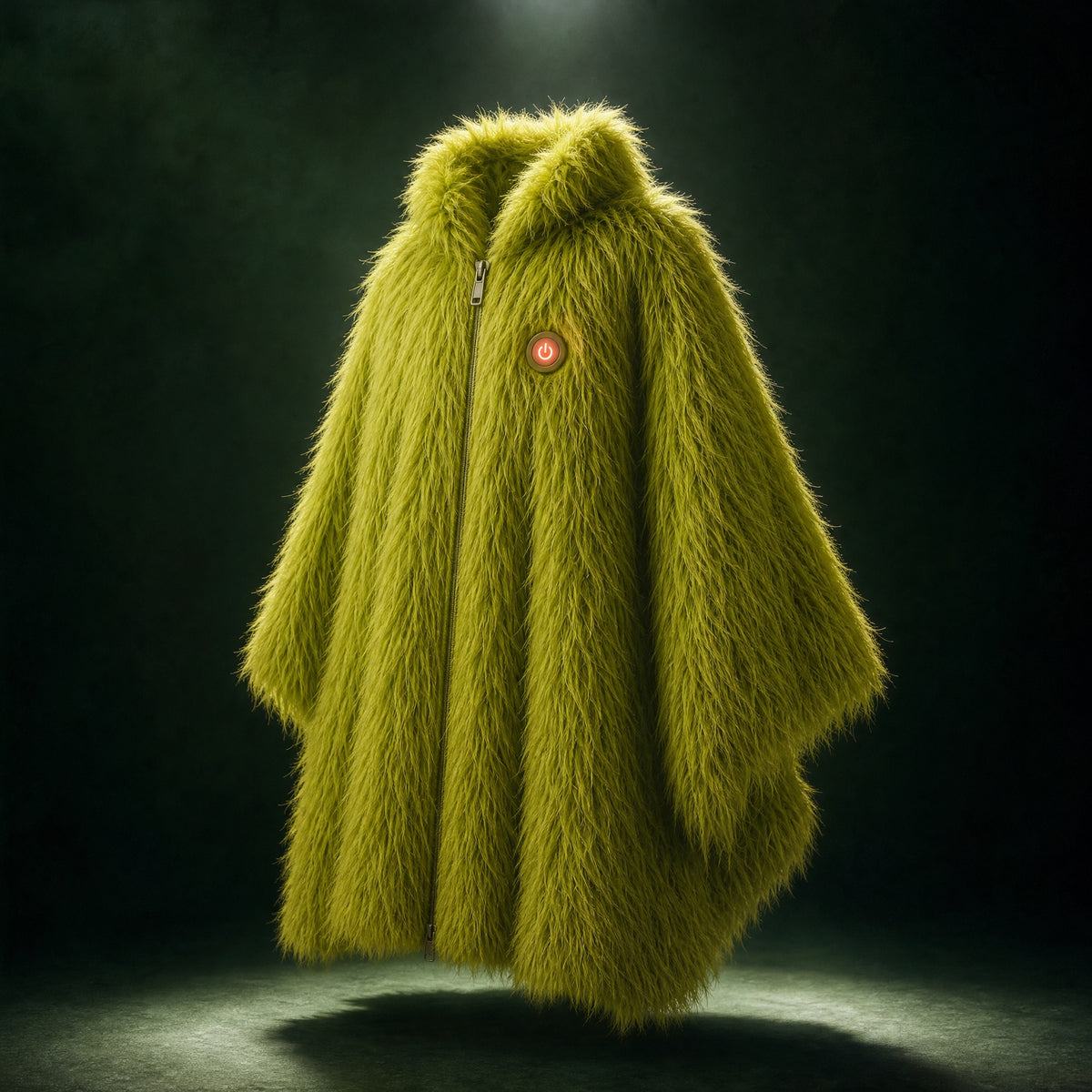 FuzzHeat coat in a dramatic spotlight